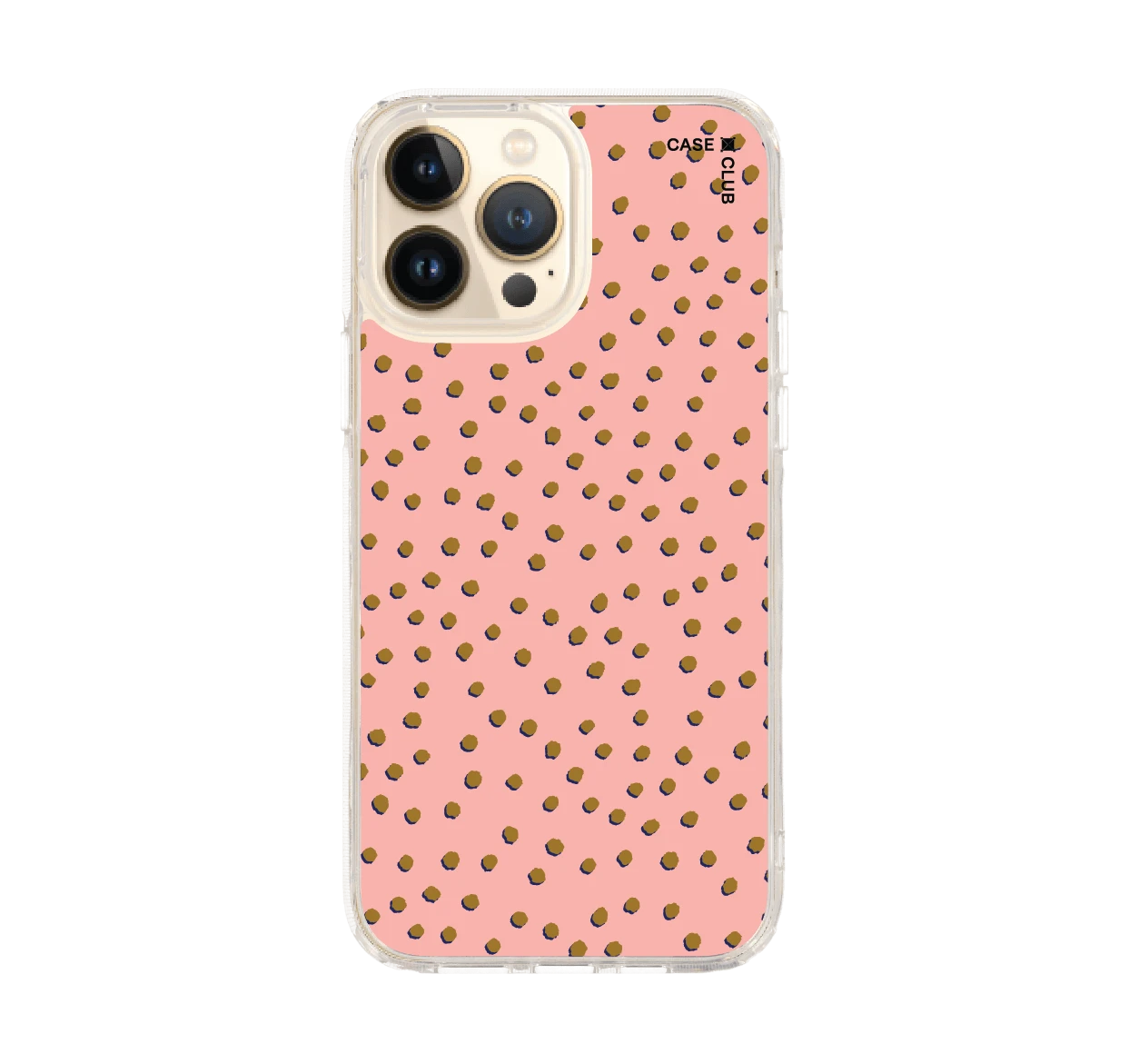 brown & pink brush polka dots
